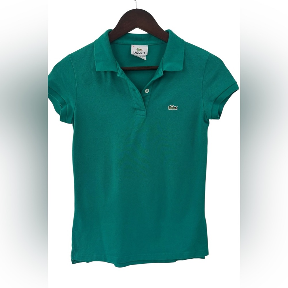Lacoste Women's Green Polo Shirt Size 36